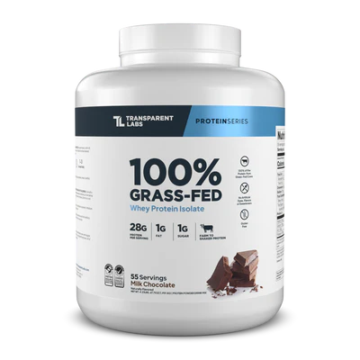Transparent Labs Grass-Fed Whey Protein Isolate — 28g Protein, Clean Ingredients