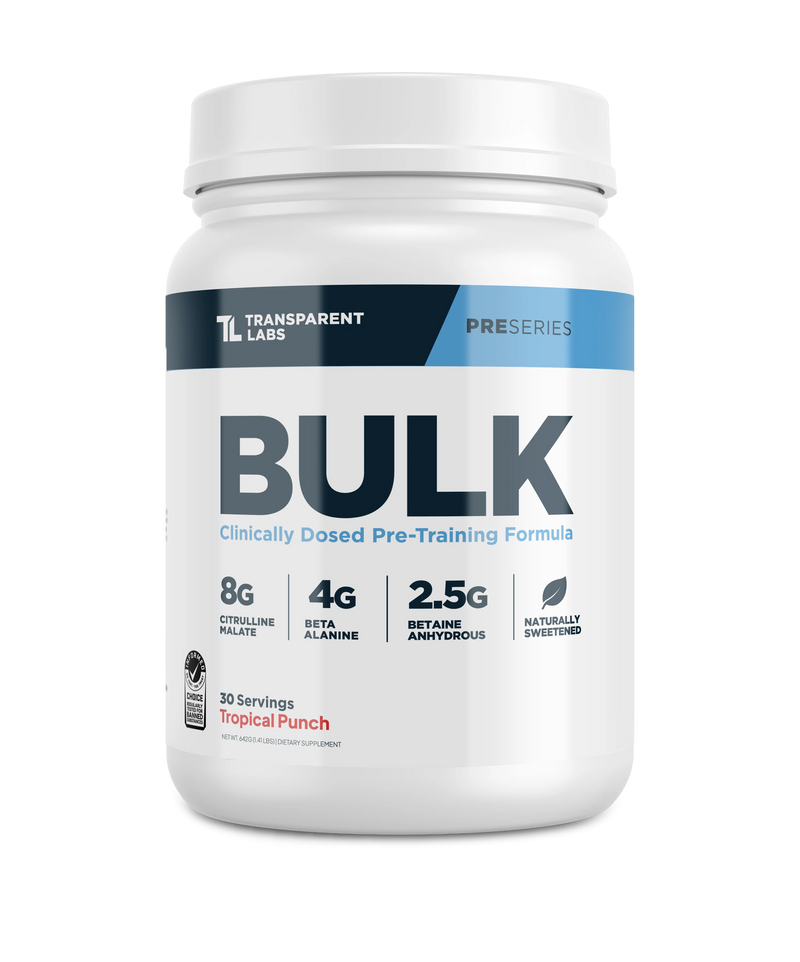 Transparent Labs Bulk clinically dosed pre workout powder Tropical Punch