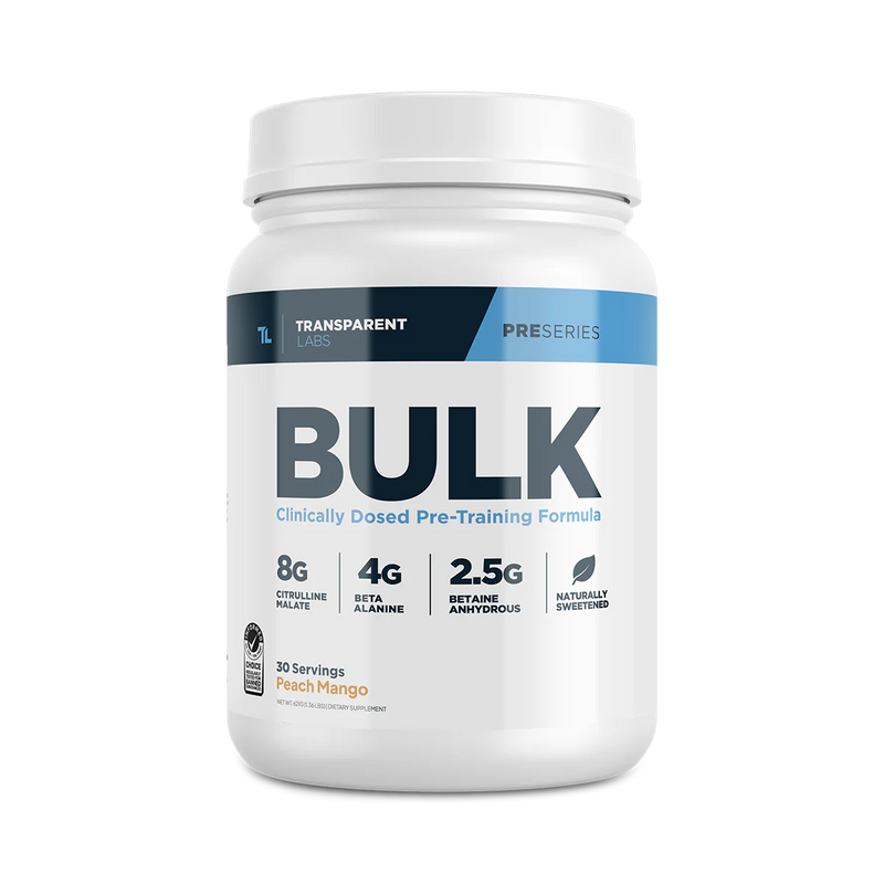 Transparent Labs Bulk clinically dosed pre workout powder Peach Mango 