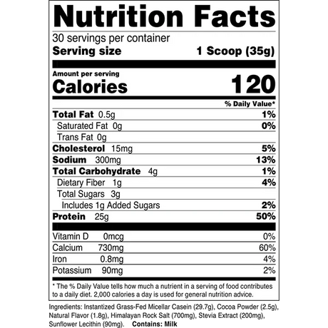 transparent labs casein grass fed protein chocolate
