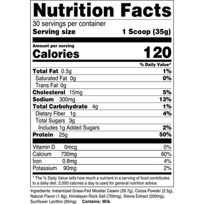 transparent labs casein grass fed protein chocolate