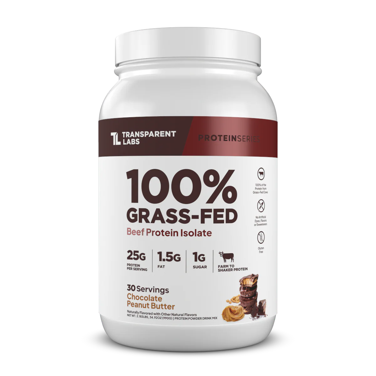 Transparent Labs 100% Grass-Fed Beef Protein Isolate 30 servings Chocolate Peanut Butter