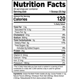 Nutrition facts label for Transparent Labs Grass-fed Beef Protein Isolate product with serving size, calories, and nutritional content.