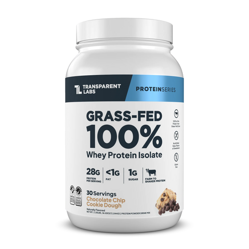 Transparent Labs grass-fed 100% whey protein isolate Chocolate Chip Cookie Dough