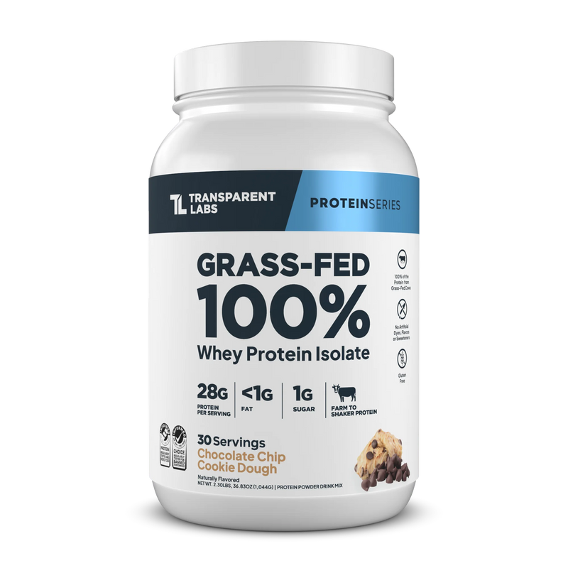 Transparent Labs grass-fed 100% whey protein isolate Chocolate Chip Cookie Dough