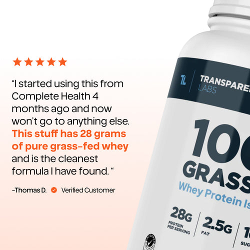 Transparent Labs Grass-Fed Whey Protein Isolate — 28g Protein, Clean Ingredients