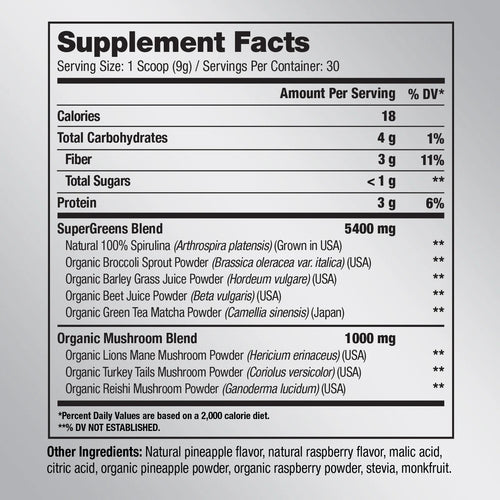 True MatRX Supplement Facts Super Greens
