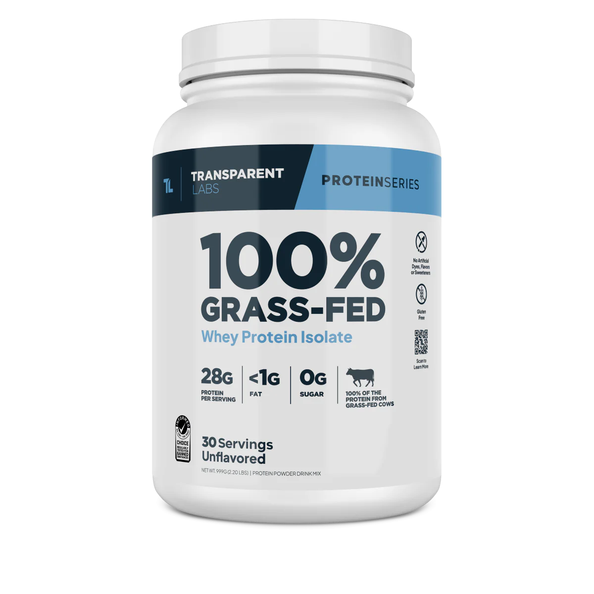 Transparent Labs Grass-Fed Whey Protein Isolate - Natural Flavor, Gluten Free Whey Protein Powder w/ 28g of protein per Serving & 9 Essential Amino Acids - 30 Servings