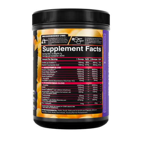 V1 Nutra Pre workout Supplement Facts