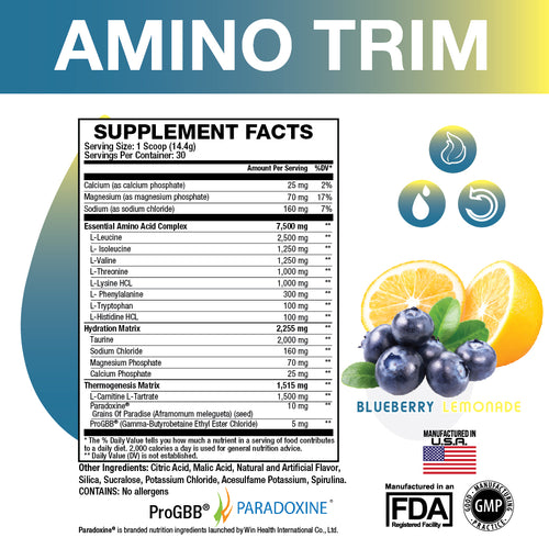 Amino Trim - BCAA + EAA Complex with Hydration by Sweat Ethic