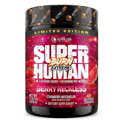 Alpha Lion SuperHuman Burn Extreme Pre-Workout, Limited Edition, 42 Servings Berry Reckless