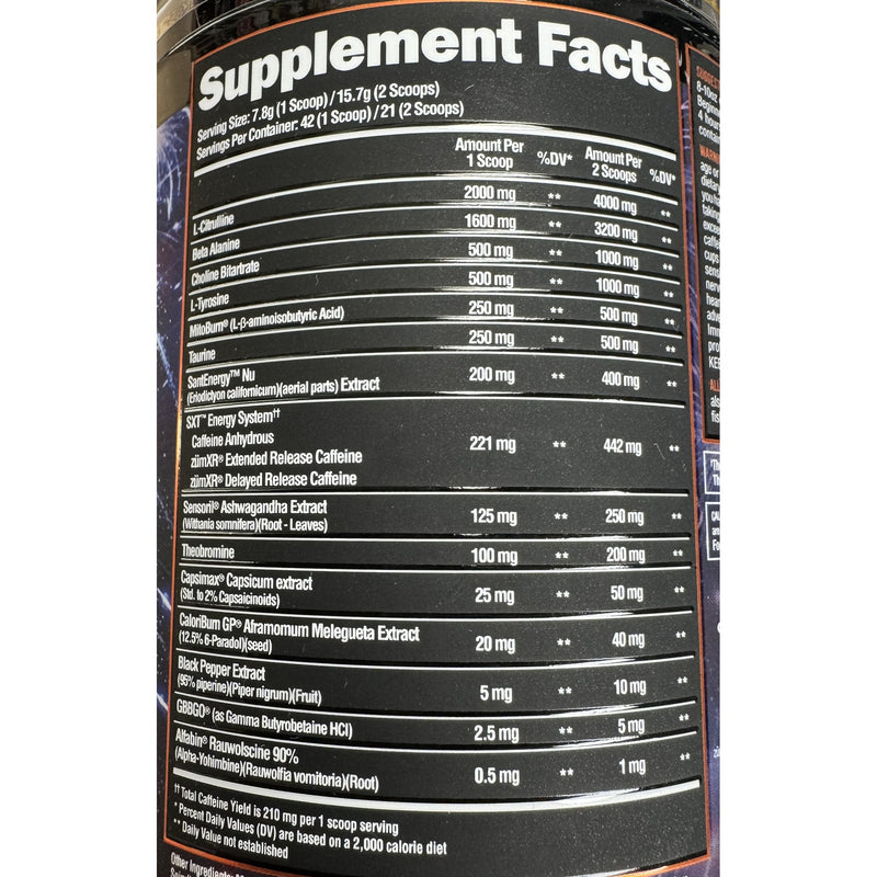 Alpha Lion SuperHuman Burn Extreme Pre-Workout, Limited Edition, 42 Servings Supplement Facts label