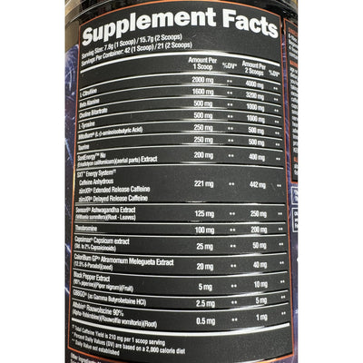 Alpha Lion SuperHuman Burn Extreme Pre-Workout, Limited Edition, 42 Servings Supplement Facts label