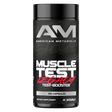 Black supplement bottle labeled 'American Metabolix Muscle Test Legacy' on a white background