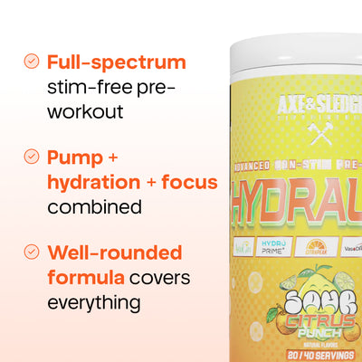 Axe & Sledge Supplements Hydraulic Stimulant-Free Pre-Workout Powder