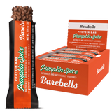 Barebells Pumpkin Spice protein bar packaging on a white background