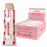 Barebells Wild Cherry protein bar packaging on a white background