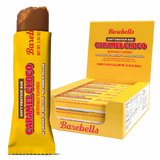Barebells Caramel Choco protein bar packaging on a white background