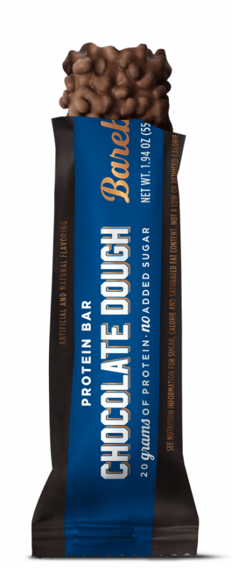 Bare Protein Bar Chocolate Dough flavor on a white background