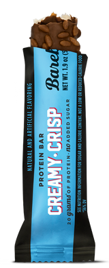 Barely Protein Bar in creamy crisp flavor packaging on a white background