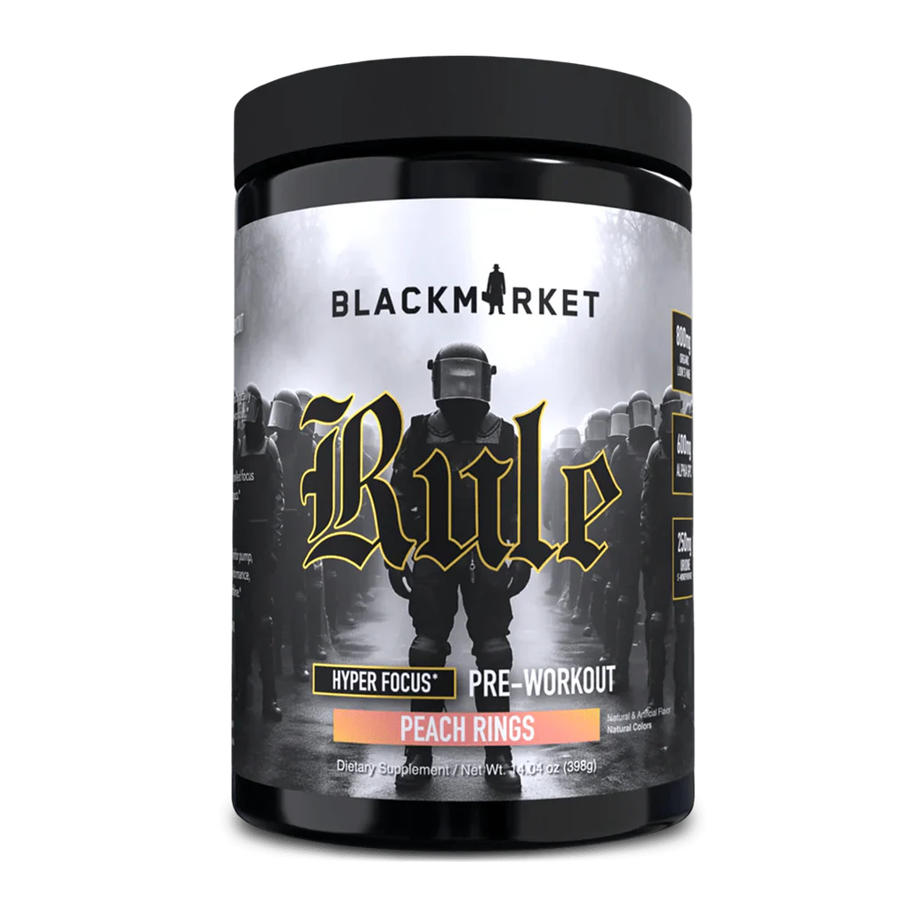 BlackMarket Rule Hyper Focus Pre-workout Peach Rings Flavor