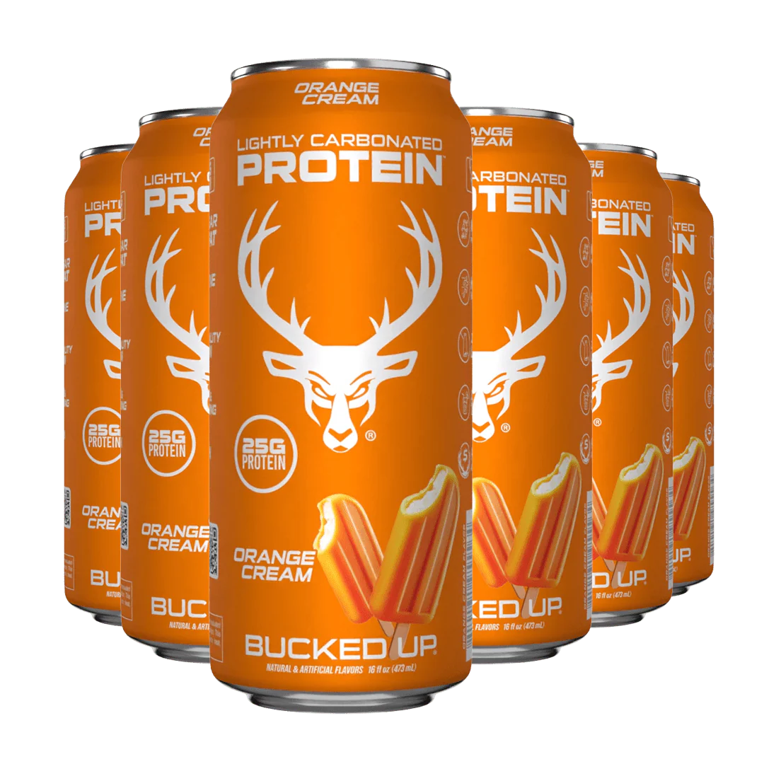 Bucked Up Lightly Carbonated Protein Soda – High Protein, Zero Sugar in Orange Cream Flavor