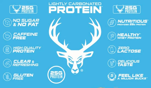 Bucked Up Supplements High Protein Whey Isolate drink with zero lactose, no gluten, and no artificial colors in Banana Pineapple