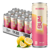 BUM Sugar-Free Energy Drink - Lightly Carbonated & No Artificial Colors, Natural Caffeine & Citicoline for Energy & Focus, Brain Boost & Workout Sports Beverage - 12 oz, 12-Pack