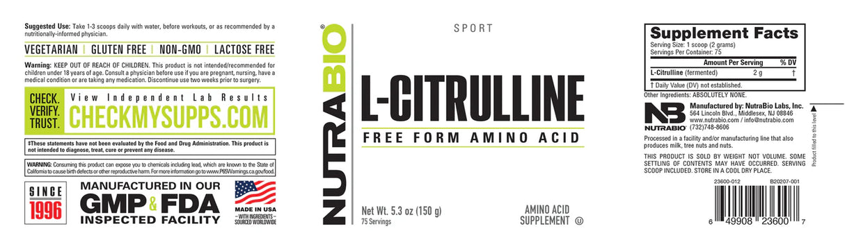 Citrulline Powder by Nutra Bio