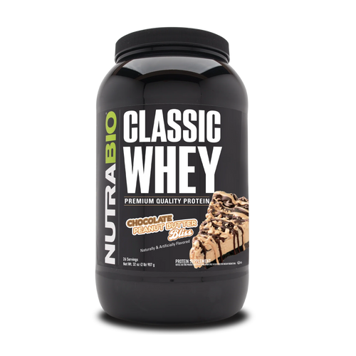 NutraBio Classic Whey Protein Powder in Chocolate Peanut Butter Bliss Flavor