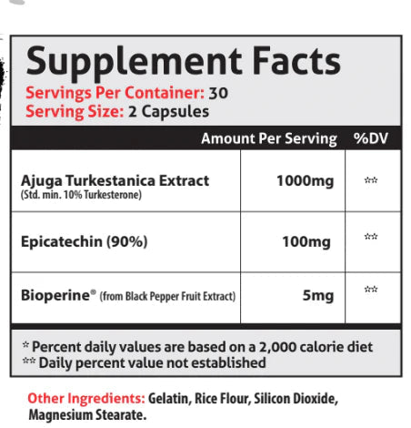Frontline Formulations EPITURK+ plant ecdysteroid Supplement Facts label