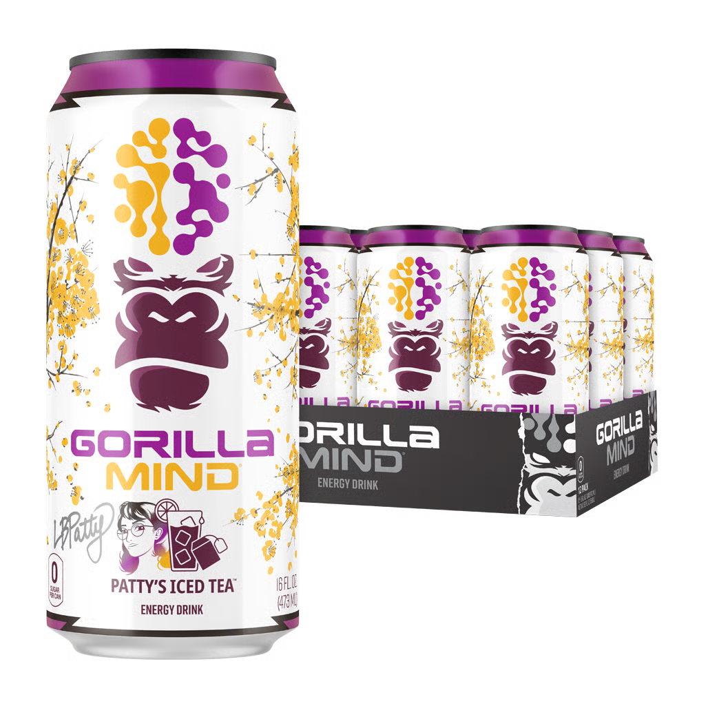 Gorilla Mind Energy Drink – 200 mg Caffeine, Tyrosine & Alpha‑GPC | 12‑Pack