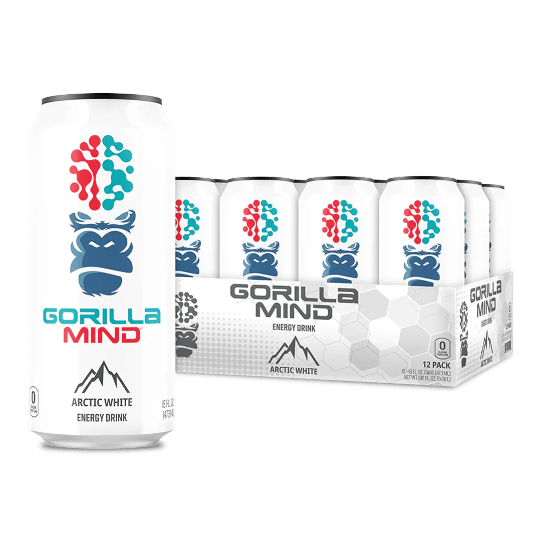 Gorilla Mind Energy Drink – 200 mg Caffeine, Tyrosine & Alpha‑GPC | 12‑Pack
