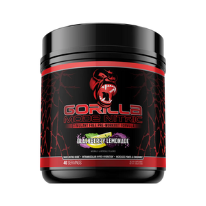 Gorilla Mode Nitric Pre Workout with creatine by Gorilla Mind Supplements in Blackberry Lemonade flavor

