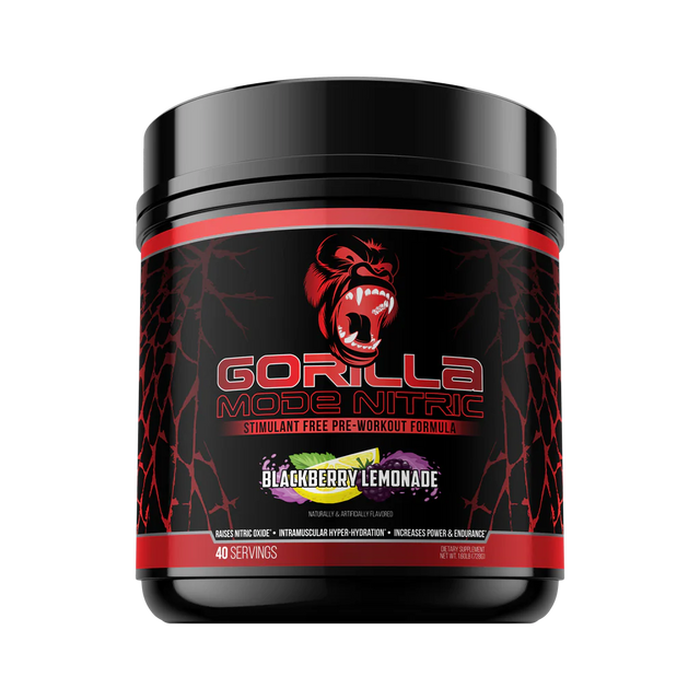 Gorilla Mode Nitric Pre Workout with creatine by Gorilla Mind Supplements in Blackberry Lemonade flavor
