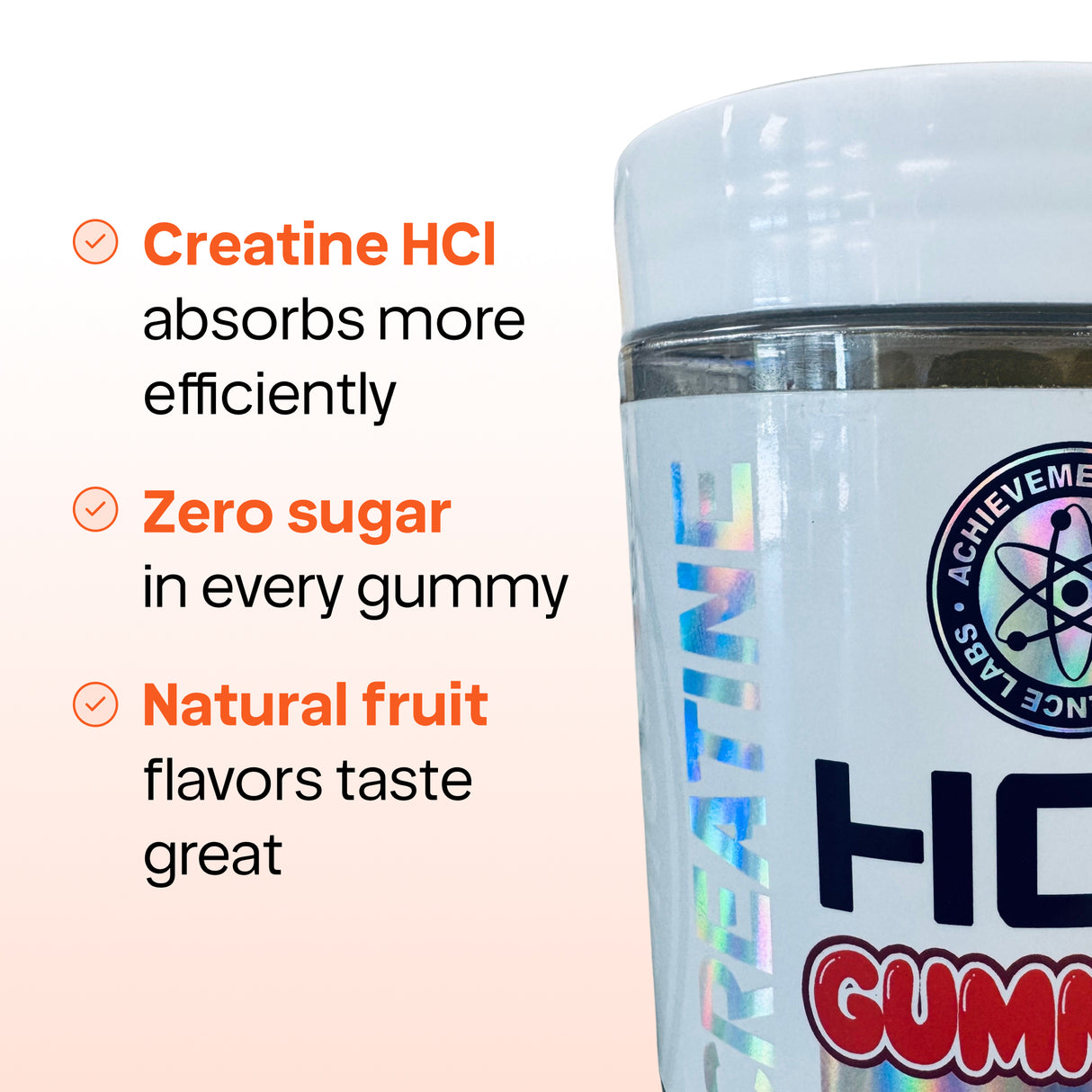 ATS Labs Creatine HCl Gummies – 3 g Clinically‑Dosed Creatine HCL, 0 Sugar