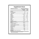 Supplement facts label with detailed nutritional information on a white background