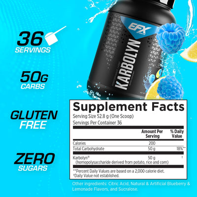 EFX Sports Karbolyn Fuel | Fast-Absorbing Carbohydrate Powder | Carb Load, Sustained Energy, Quick Recovery | Stimulant Free | 35 Servings