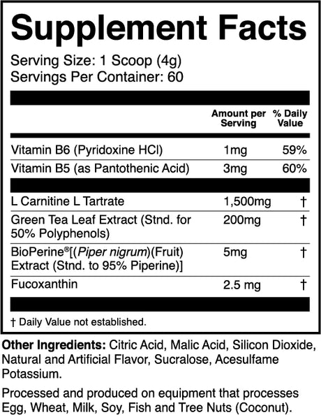 L-Carnitine w/ Fucoxanthin by 1stPhorm