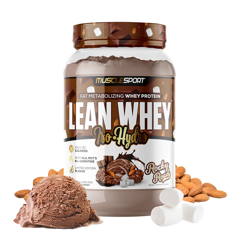 Muscle Sport Lean Whey isolate protein powder Rocky Road flavor