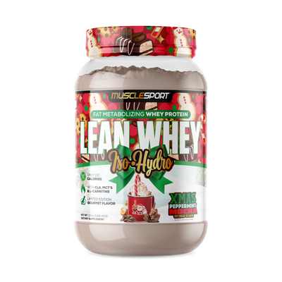 MuscleSport Lean Whey Protein Isolate Xmas Peppermint Mocha Cookie Crumble flavor