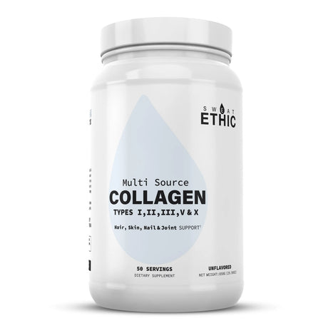 Sweat Ethic Unflavored Multi-Source Hydrolyzed Collagen Peptides for Skin, Hair, Nails & Joints