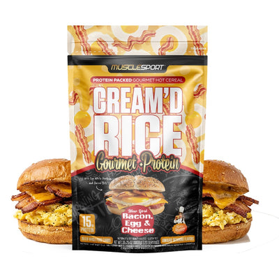 MuscleSport Cream'd Rice Gourmet + Protein Hot Cereal, New York Bacon, Egg & Cheese, 20 Servings New York Bacon, Egg & Cheese