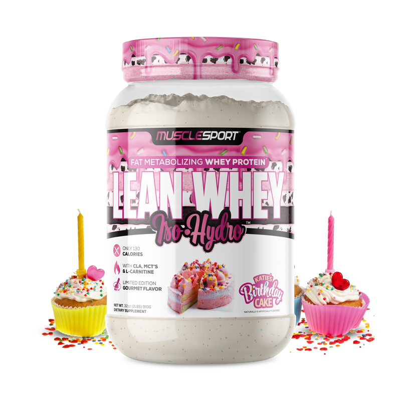 MuscleSport Lean Whey Protein Isolate powder Katie's Birthday Cake