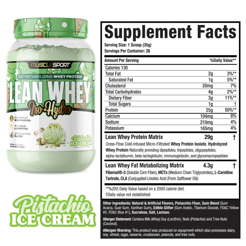 MuscleSport Lean Whey Protein Powder | 25g Isolate + MCT & L-Carnitine