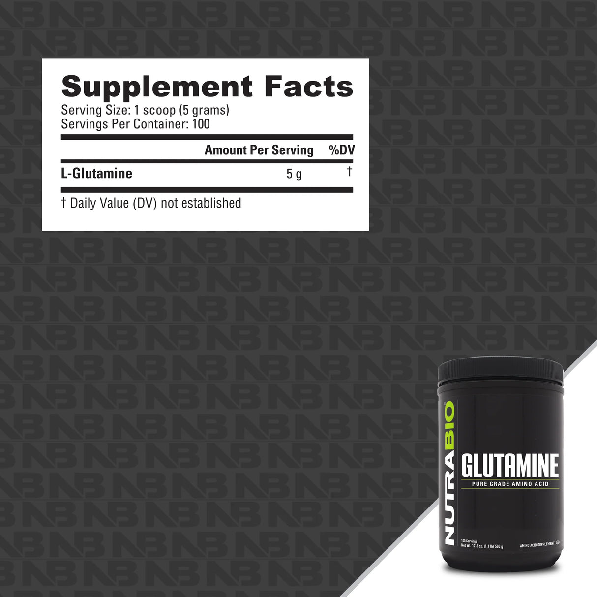 NutraBio Pure L-Glutamine Powder - L-Glutamine Supplement- Amino Acid - Pure Grade: Absolutely no Additives, Fillers or Excipients! - Muscle Recovery Supplement - (500 Grams)