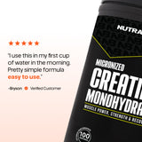 NutraBio Micronized Creatine Monohydrate — 5g Unflavored, Ultra-Pure