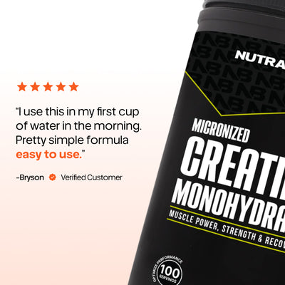 NutraBio Micronized Creatine Monohydrate — 5g Unflavored, Ultra-Pure