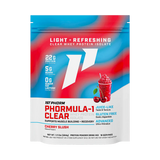 1st Phorm Formula-1 Clear protein powder package with cherry slush flavor on a white background