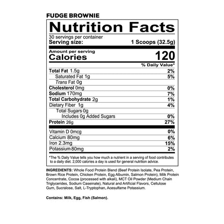 Redcon1 MRE Lite Ingredients and Macros Nutrition facts Panel